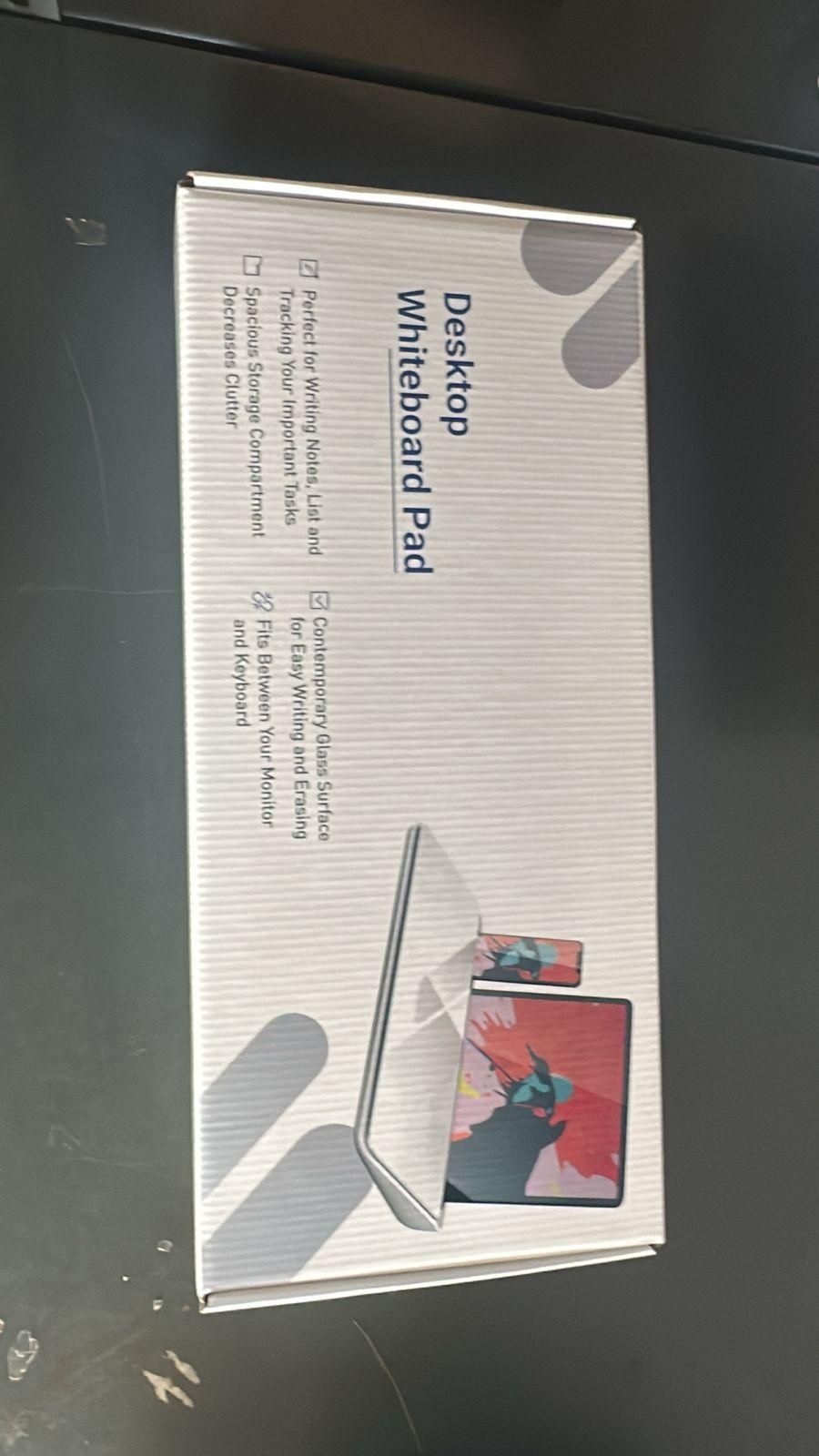 Desktop whiteboard pad box showing multifunctional storage desk board with writing surface and phone holder