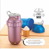 Rose gold protein shaker bottle for gym with 800ml capacity and no corners design for easy cleaning