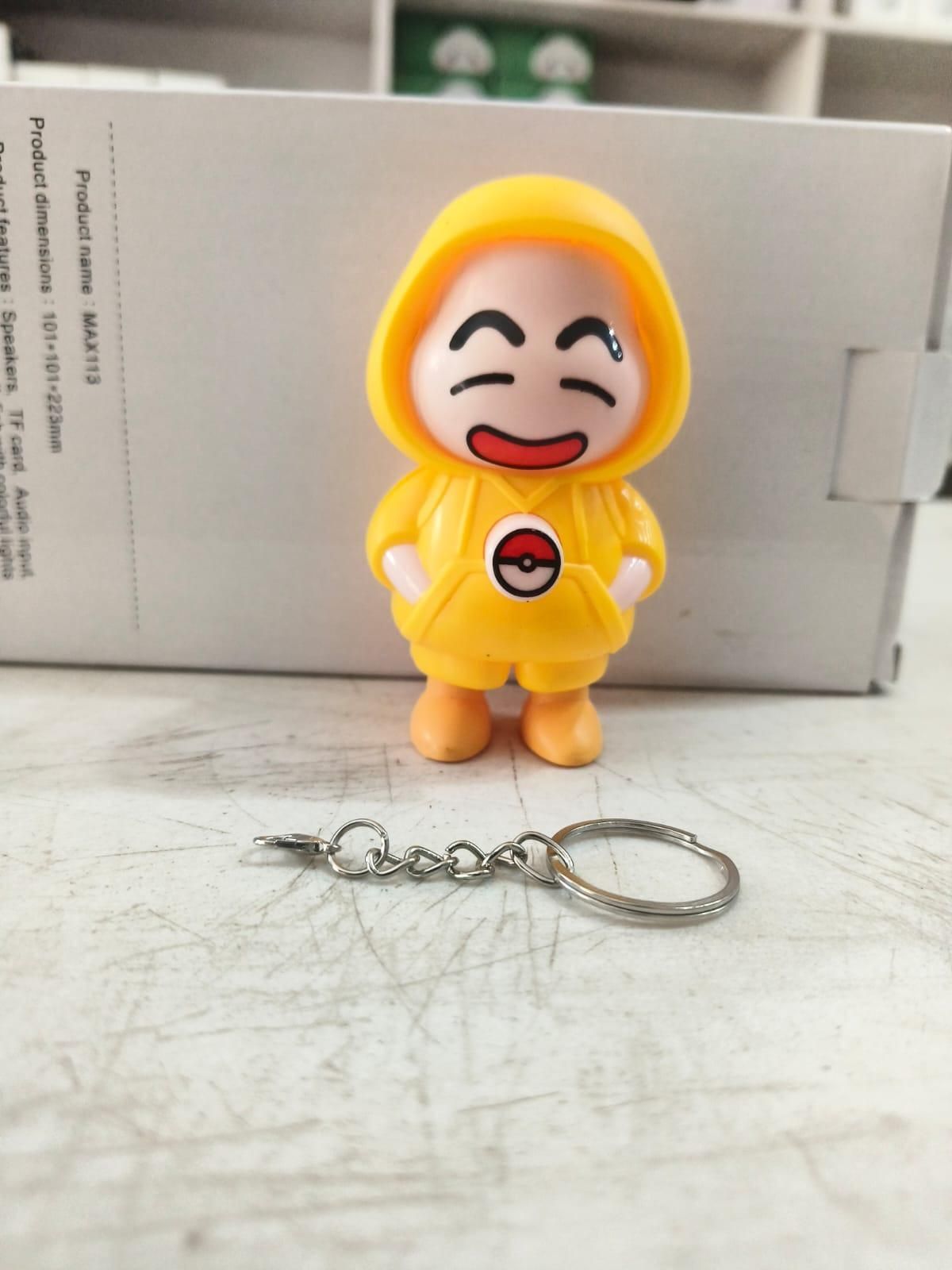 Shinchan cartoon keychain India featuring a yellow-hooded character with a happy expression
