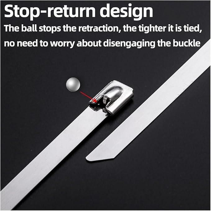 Stainless steel cable lock ties pack of 10 with stop-return design to prevent disengaging the buckle