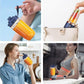 Best compact portable juicer shown being carried, placed in a handbag, and used by women for fresh juice