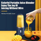 Best compact portable juicer wireless blender pouring fresh orange juice with mango and strawberries