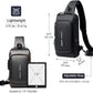 Black lightweight sling bag for men and women with adjustable strap and compact design suitable for 7.9 inch iPad Mini