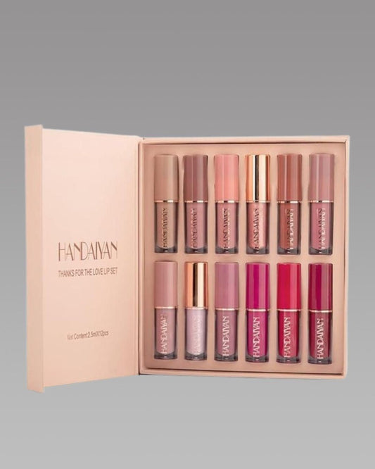 set of assorted shades of long lasting lipstick for Indian skin in a pink gift box