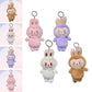 Cute set of Labubu doll online India plush keychains in pink, purple, white, and brown bunny costumes