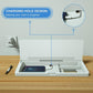 White multifunctional storage desk board with charging hole design holding smartphone and organizing items
