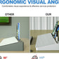 Comparison of ergonomic visual angle between other and our multifunctional storage desk board showing better cervical protection