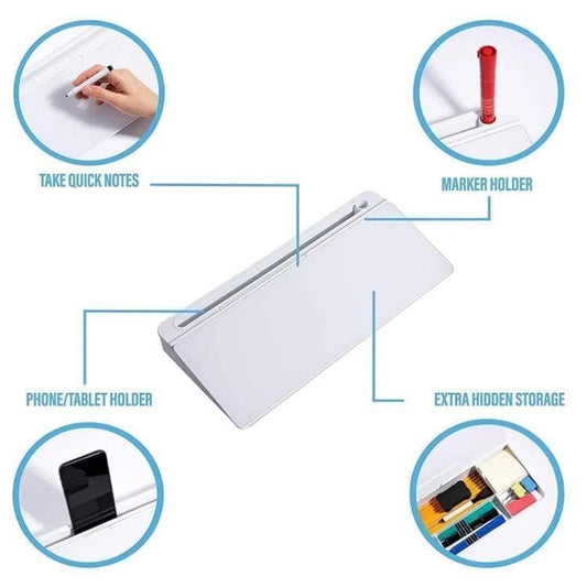 Multifunctional storage desk board with phone holder marker holder quick notes and hidden storage