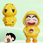 Shinchan cartoon keychain India featuring yellow hoodie character with smiling face and Pokeball design