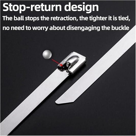Stainless steel cable lock ties pack of 10 with stop-return design to prevent disengaging the buckle