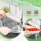 Clear fridge storage container being washed by hand to show easy to clean feature
